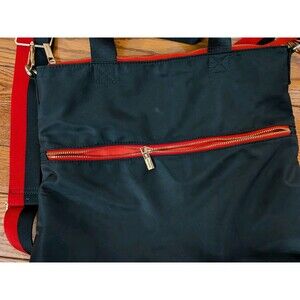 Ah Dorned Black and Red Crossbody Handbag with Adjustable Strap Padded Interior